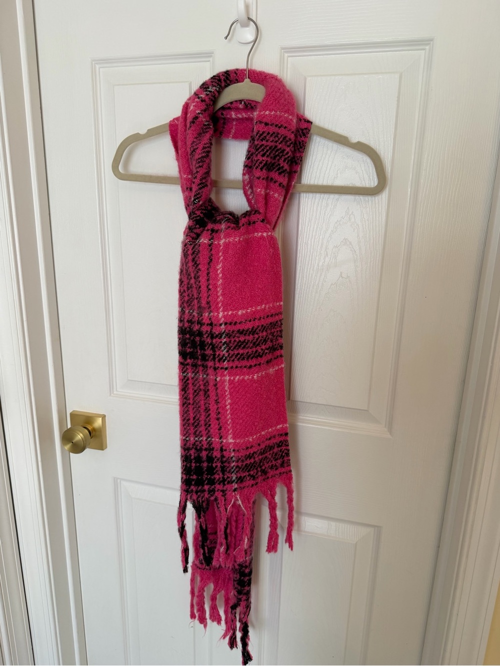 Victoria's Secret Pink and Black Plaid Fringe Scarf